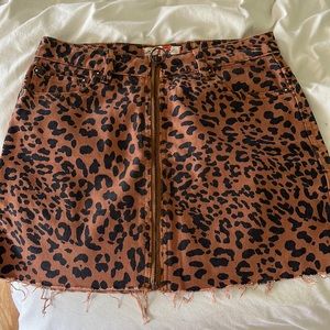Free people cheetah print jean skirt